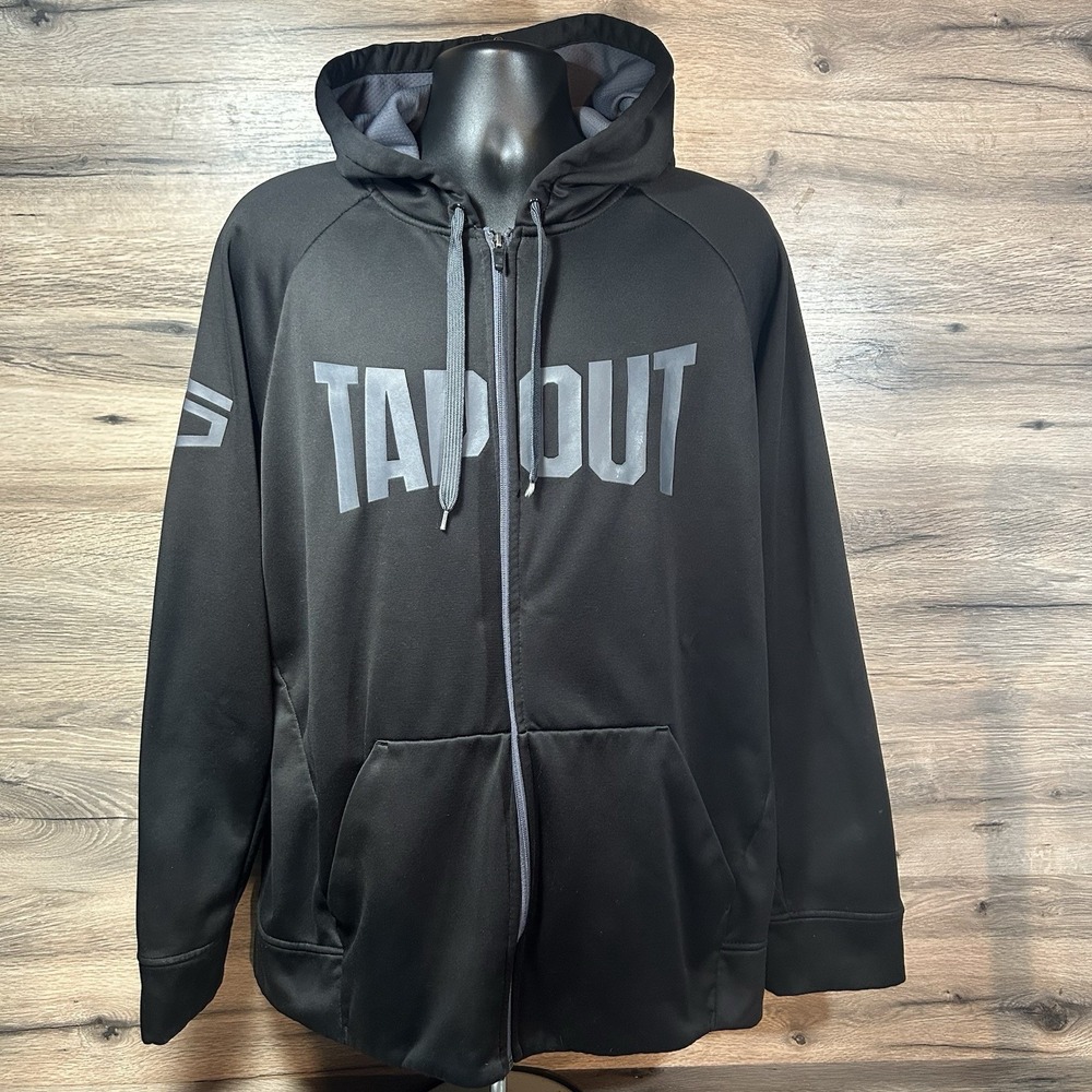 Tapout Full Zip Hoodie Black Out 2000's MMA‎ Y2K Skate Grunge Emo Mens XXL